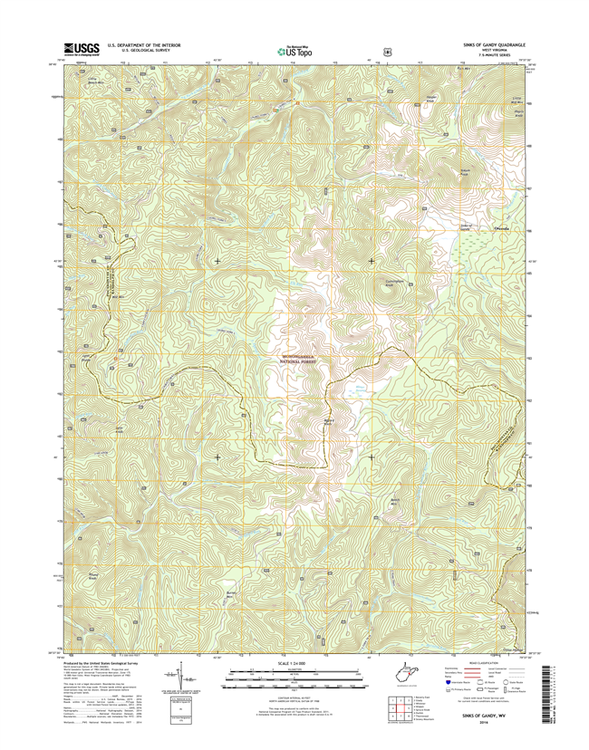 Sinks of Georgiandy West Virginia  - 24k Topo Map