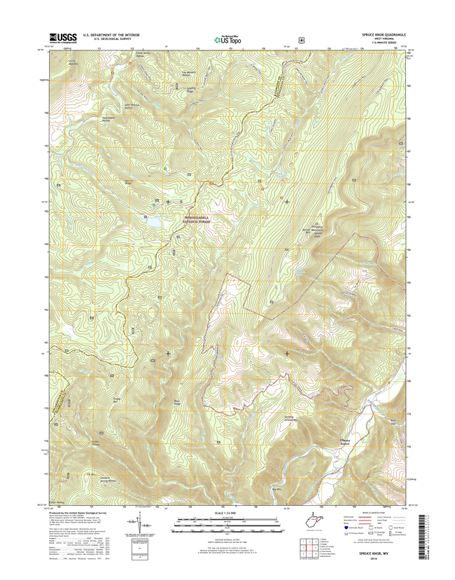 Spruce Knob West Virginia  - 24k Topo Map