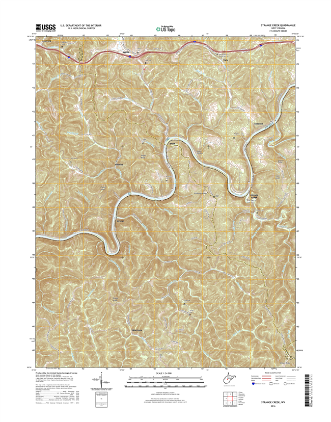 Strange Creek West Virginia  - 24k Topo Map