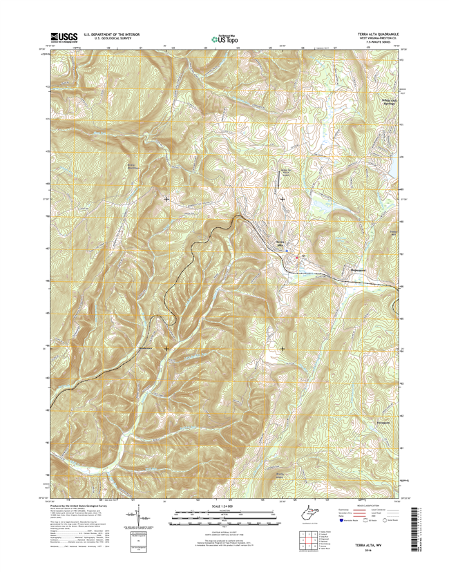 Terra Alta West Virginia  - 24k Topo Map