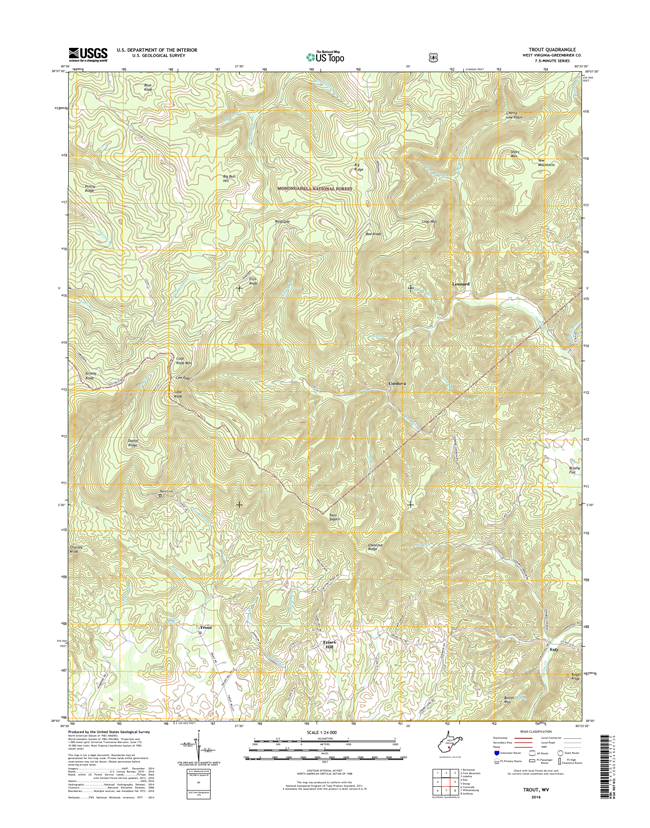 Trout West Virginia  - 24k Topo Map
