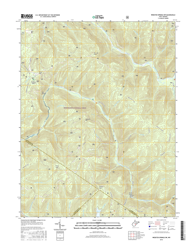 Webster Springs SW West Virginia  - 24k Topo Map