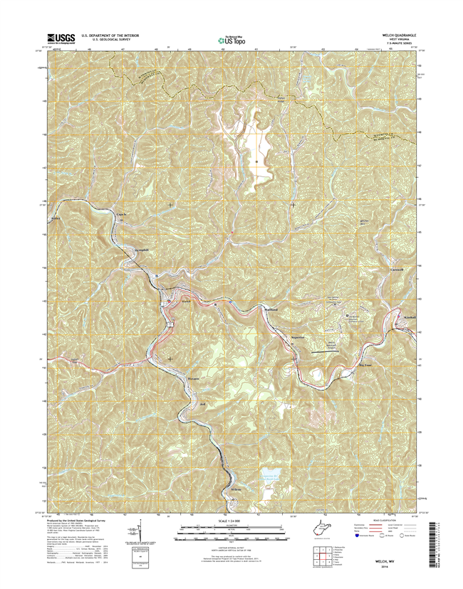 Welch West Virginia  - 24k Topo Map