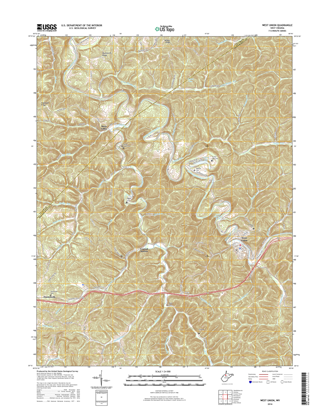 West Union West Virginia  - 24k Topo Map