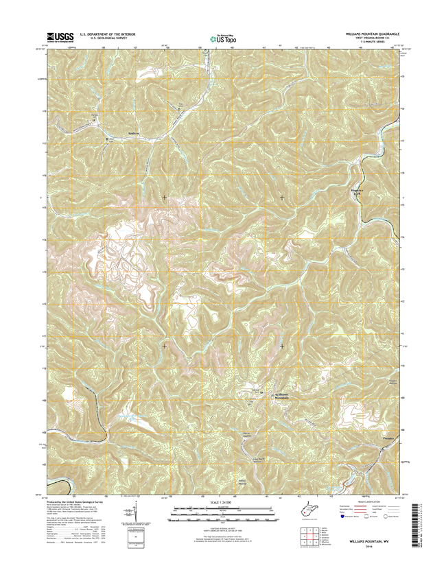 Williams Mountain West Virginia  - 24k Topo Map
