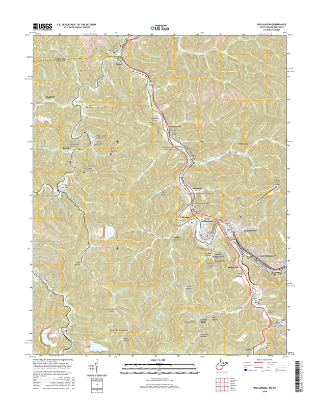 Williamson West Virginia - Kentucky - 24k Topo Map