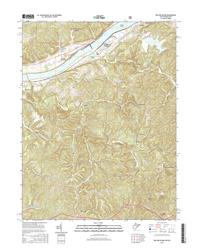 Willow Island West Virginia - Ohio - 24k Topo Map