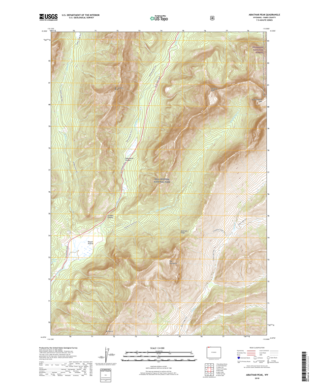 Abiathar Peak Wyoming - 24k Topo Map