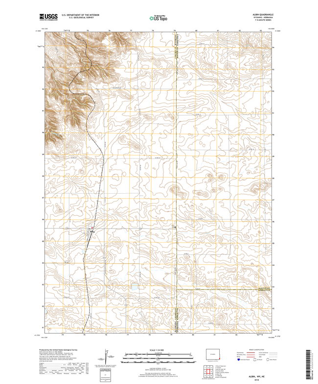 Albin Wyoming - Nebraska - 24k Topo Map