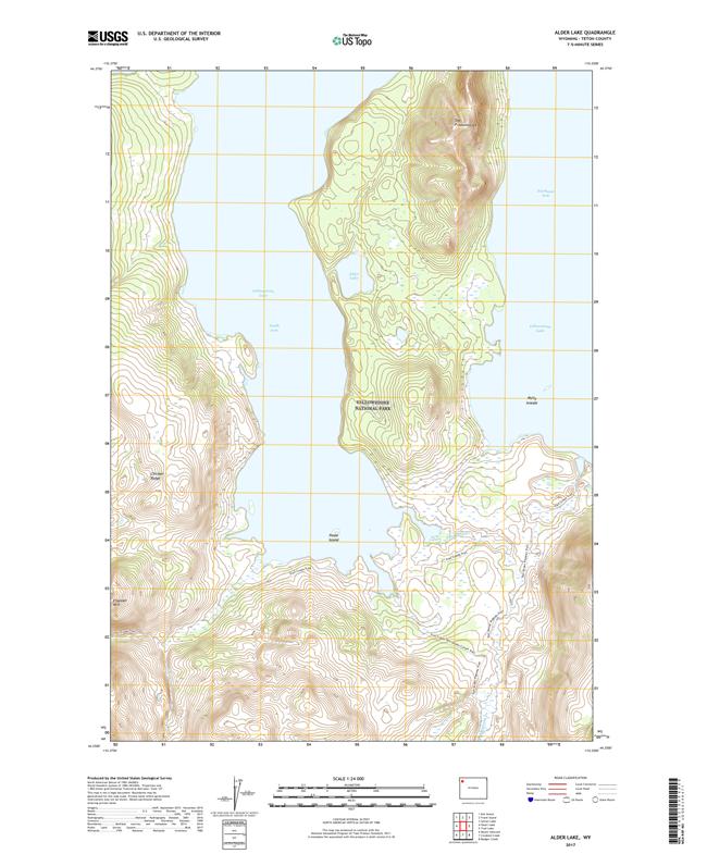 Alder Lake Wyoming - 24k Topo Map