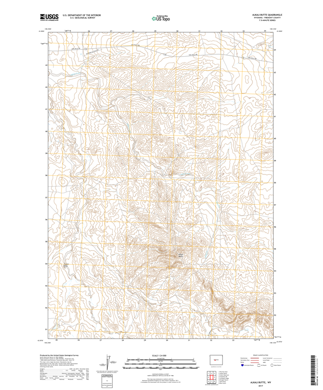 Alkali Butte Wyoming - 24k Topo Map