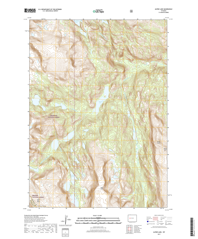 Alpine Lake Wyoming - 24k Topo Map