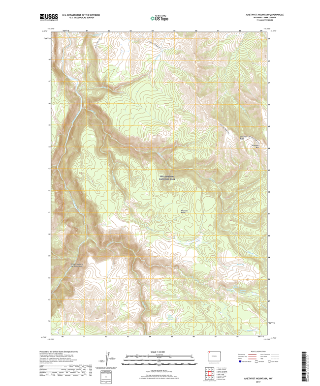 Amethyst Mountain Wyoming - 24k Topo Map