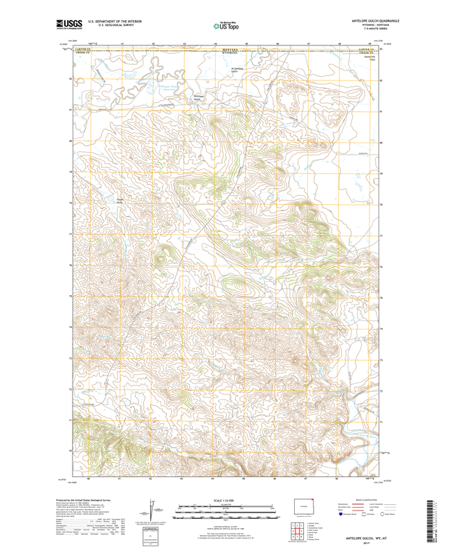 Antelope Gulch Wyoming - Montana - 24k Topo Map