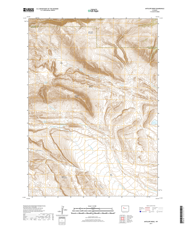 Antelope Ridge Wyoming - 24k Topo Map