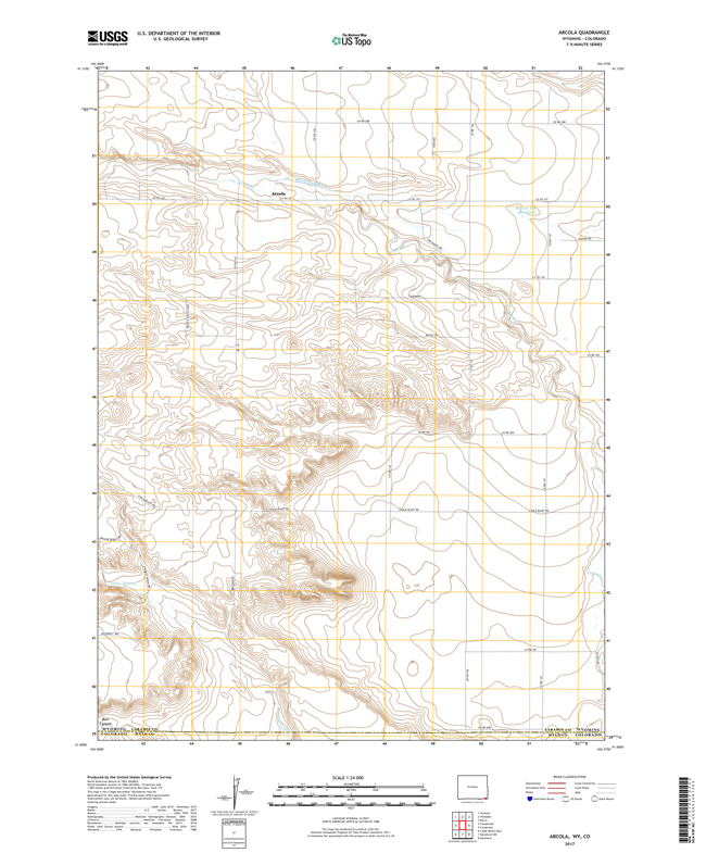 Arcola Wyoming - Colorado - 24k Topo Map