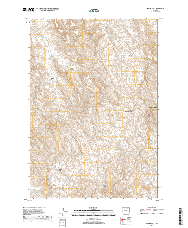 Arpan Butte Wyoming - 24k Topo Map
