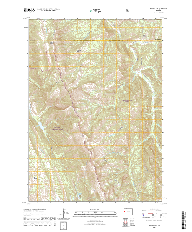 Bailey Lake Wyoming - 24k Topo Map