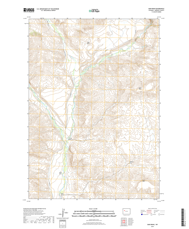 Bain Draw Wyoming - 24k Topo Map