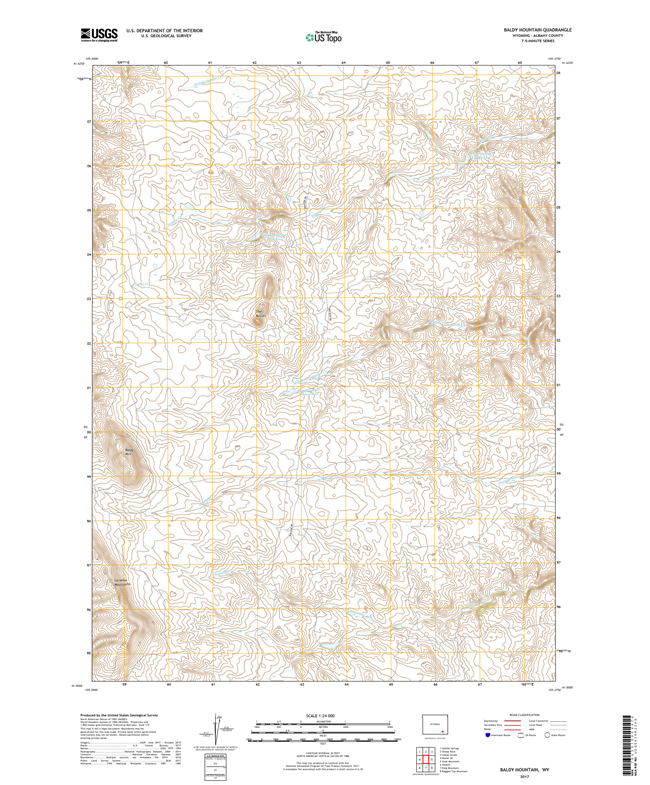 Baldy Mountain Wyoming - 24k Topo Map