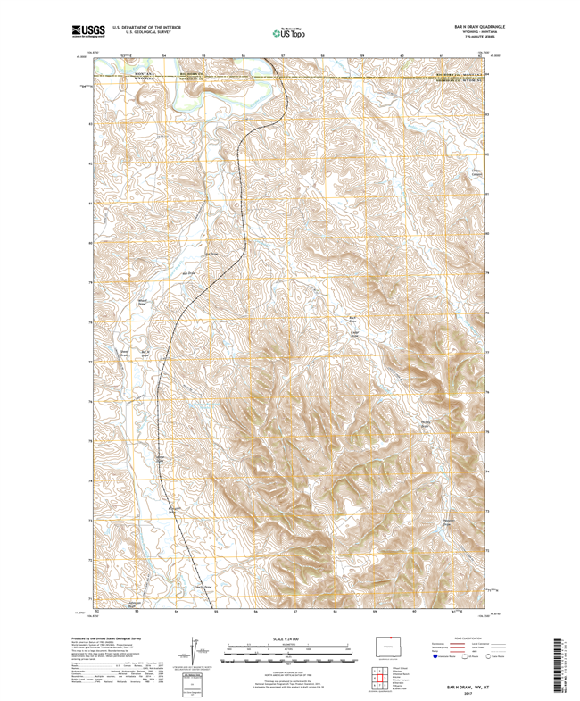 Bar N Draw Wyoming - Montana - 24k Topo Map
