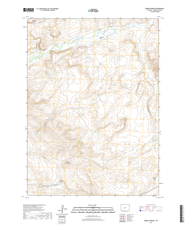 Barras Springs Wyoming - 24k Topo Map