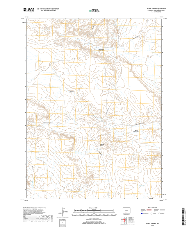 Barrel Springs Wyoming - 24k Topo Map