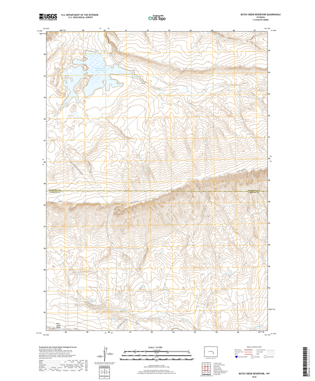 Bates Creek Reservoir Wyoming - 24k Topo Map