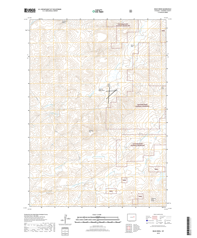 Bear Creek Wyoming - 24k Topo Map