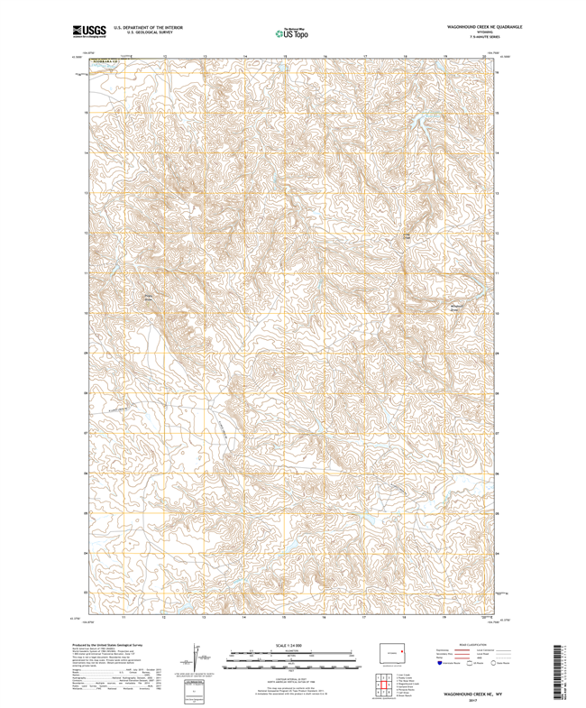 Wagonhound Creek NE Wyoming - 24k Topo Map