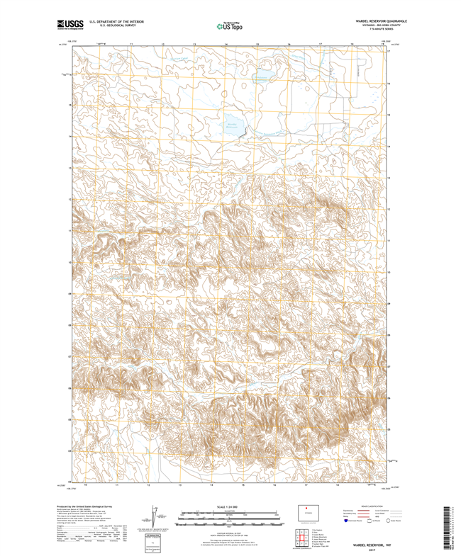Wardel Reservoir Wyoming - 24k Topo Map