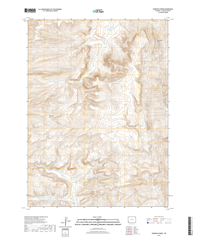 Warfield Creek Wyoming - 24k Topo Map