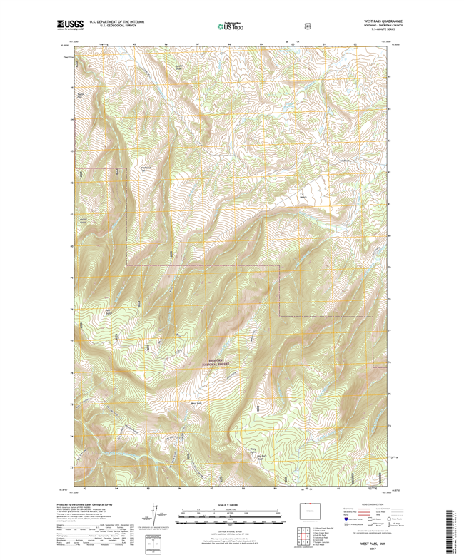 West Pass Wyoming - 24k Topo Map
