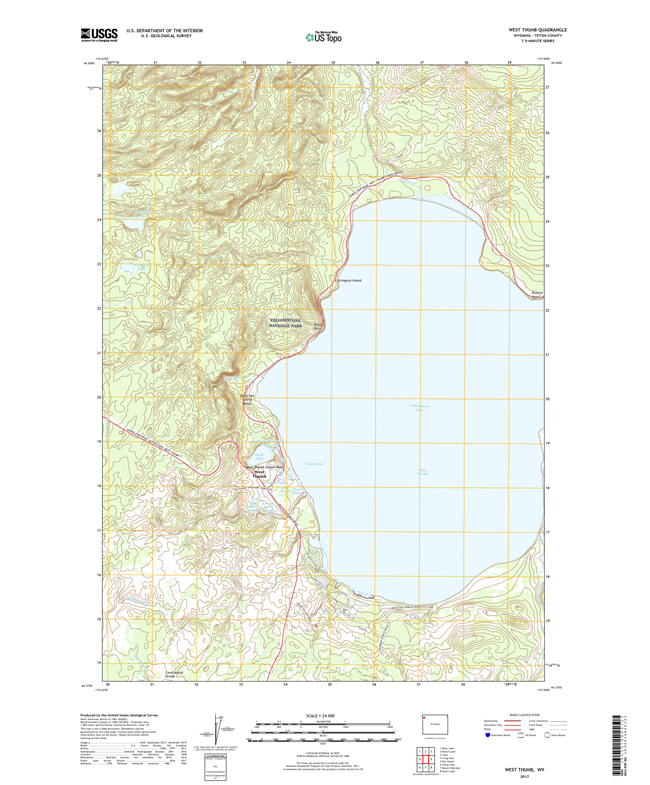 West Thumb Wyoming - 24k Topo Map