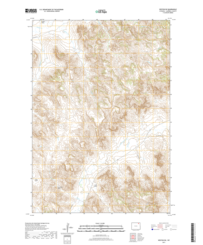Weston SW Wyoming - 24k Topo Map