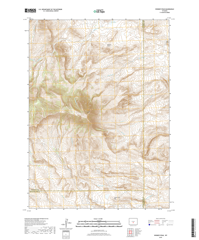 Whiskey Peak Wyoming - 24k Topo Map