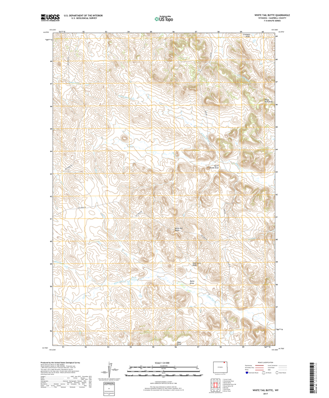 White Tail Butte Wyoming - 24k Topo Map