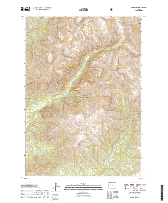 Wiggins Peak Wyoming - 24k Topo Map