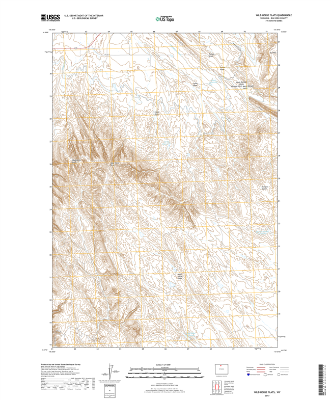 Wild Horse Flats Wyoming - 24k Topo Map