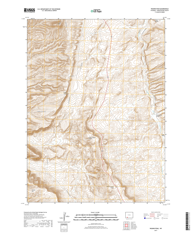 Wilkins Peak Wyoming - 24k Topo Map