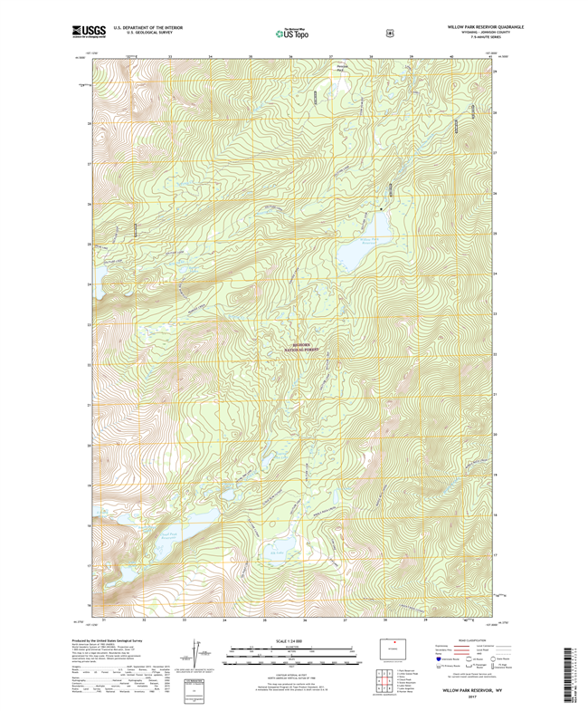 Willow Park Reservoir Wyoming - 24k Topo Map