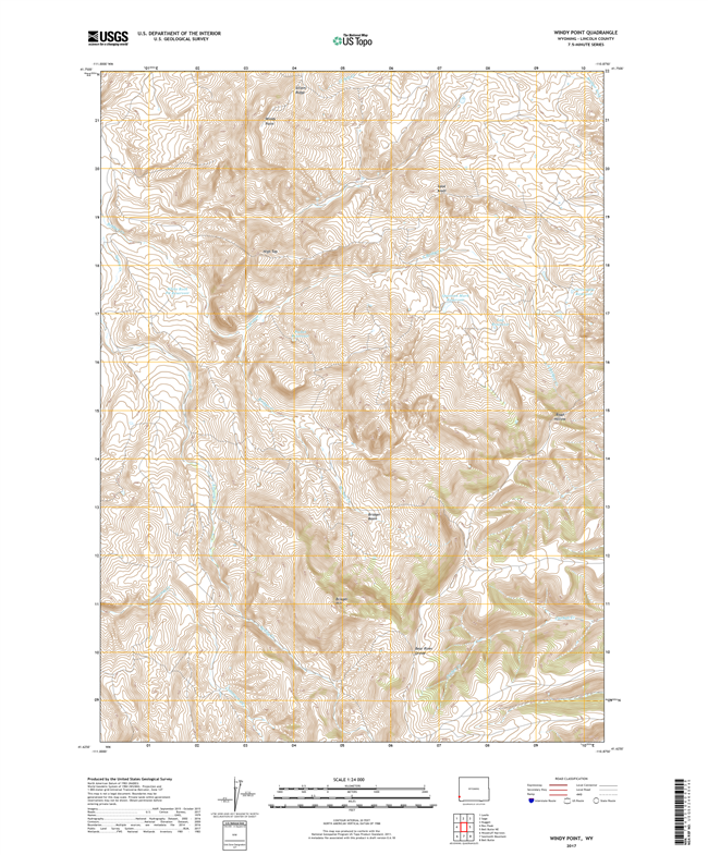 Windy Point Wyoming - 24k Topo Map