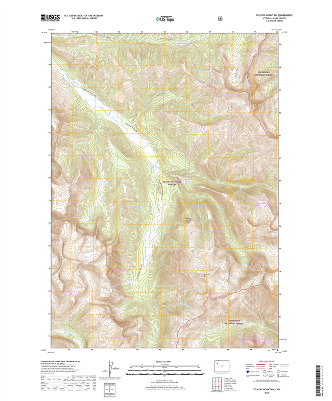 Yellow Mountain Wyoming - 24k Topo Map