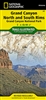 Grand Canyon National Park - North & South Rims Trail Map. Key areas include Colorado River miles 60-98, North and South Rim visitor centers, Grand Canyon Village, Tusayan, Bright Angel Trail (plus elevation profile), West Rim Trail, Kaibab Trail, Arizona