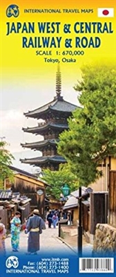 Japan West & Central Railway and Road map. Shows details of the Tokyo city center at 1:15,000, Osaka Minami District and the Osaka Castle. Lists top tourist attractions. Includes and index to efficiently find places on the map.