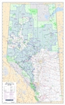 Alberta Forest Management Units Wall Map 1:1,000,000. This base map also depicts all FMA, or Forest Management Agreement holders. The map also shows primary and secondary highways, rivers, lakes, and other waterways, cities, towns, villages, airports, pol