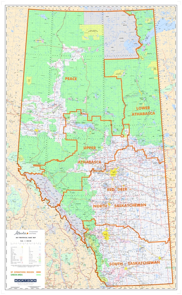 Alberta Provincial Base Map ESRD Green Areas 1:1,000,000