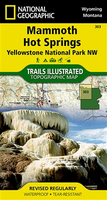 303 Mammoth Hot Springs, Yellowstone National Park NW map. National Geographics Trails Illustrated map of the Mammoth Hot Springs area of Yellowstone National Park is designed to meet the needs of outdoor enthusiasts with unmatched detail of the NW secti