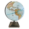 WORLD GLOBE - ZURICH CANVAS 12" GLOBE.  This globe is both unique and beautiful. This decorative world globe features a sturdy die-cast pewter colored square base that has ornate trimming at the top and bottom of the base. The numbered pewter colored die-