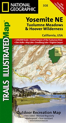 Yosemite NE, Tuolumne Meadows & Hoover Wilderness Hiking Map. Other features found on this map include Ansel Adams Wilderness, Excelsior Mountain, Hoover Wilderness, Inyo National Forest, Matterhorn Peak, Mount Dana, Tioga Pass, Toiyabe National Forest, Y